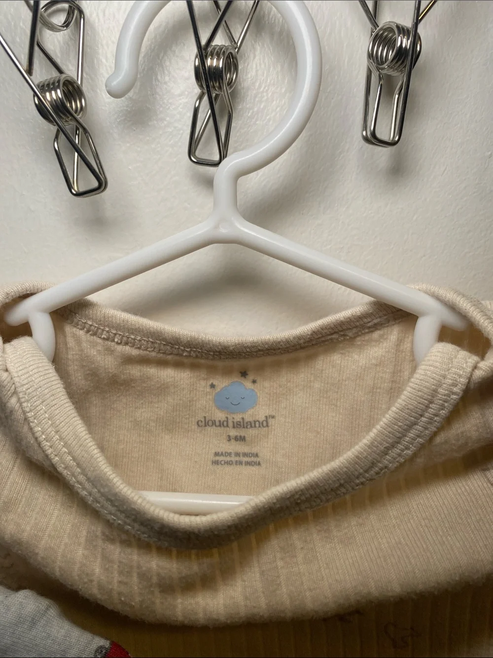 Carter's and Cloud Island Red, White & Beige Long-Sleeve Baby Bodysuit Set
